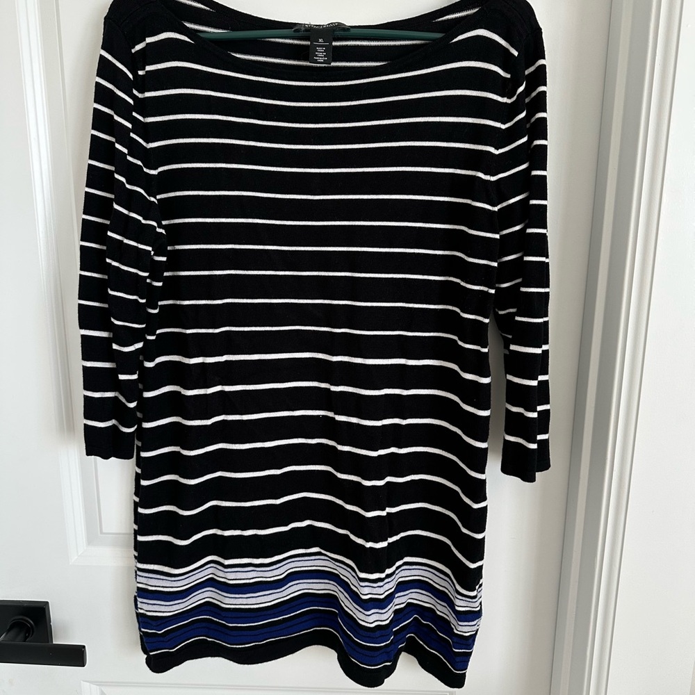 White House Black Market Black and White Striped Sweater